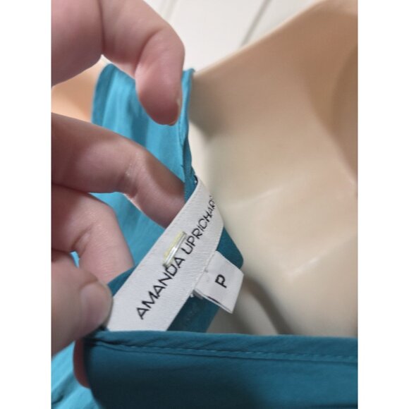 Amanda Uprichard Silk Teal Blue Ruched Draped Mini "Crystal" Party Dress Sz S - Picture 3 of 5